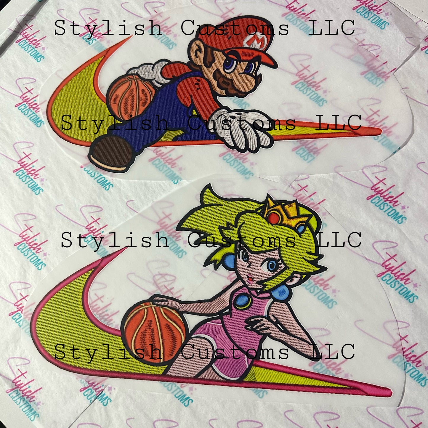 Embroidery Effect DTF transfer Mario or Peach