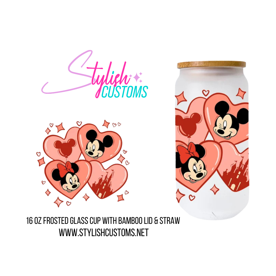Love Mickey & Minnie 16oz Glass Cup