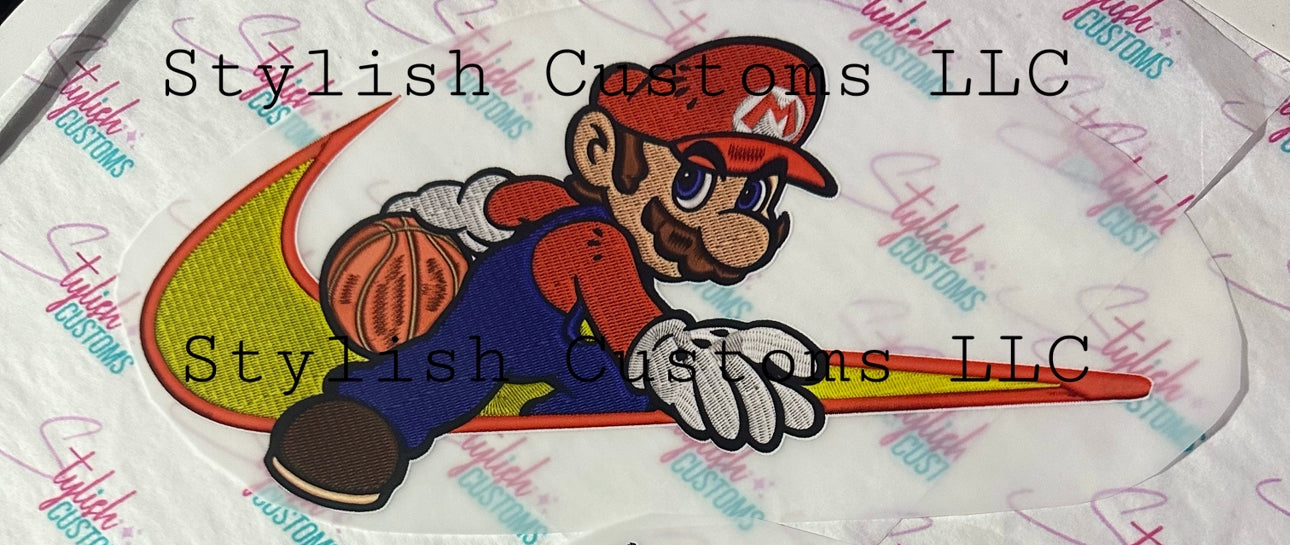 Embroidery Effect DTF transfer Mario or Peach