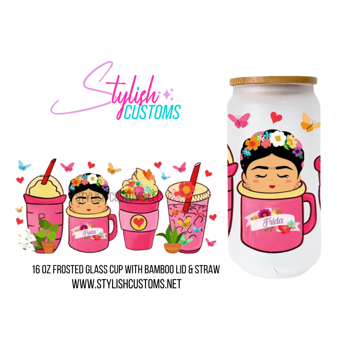 Frida Coffee 16oz Frosted Glass