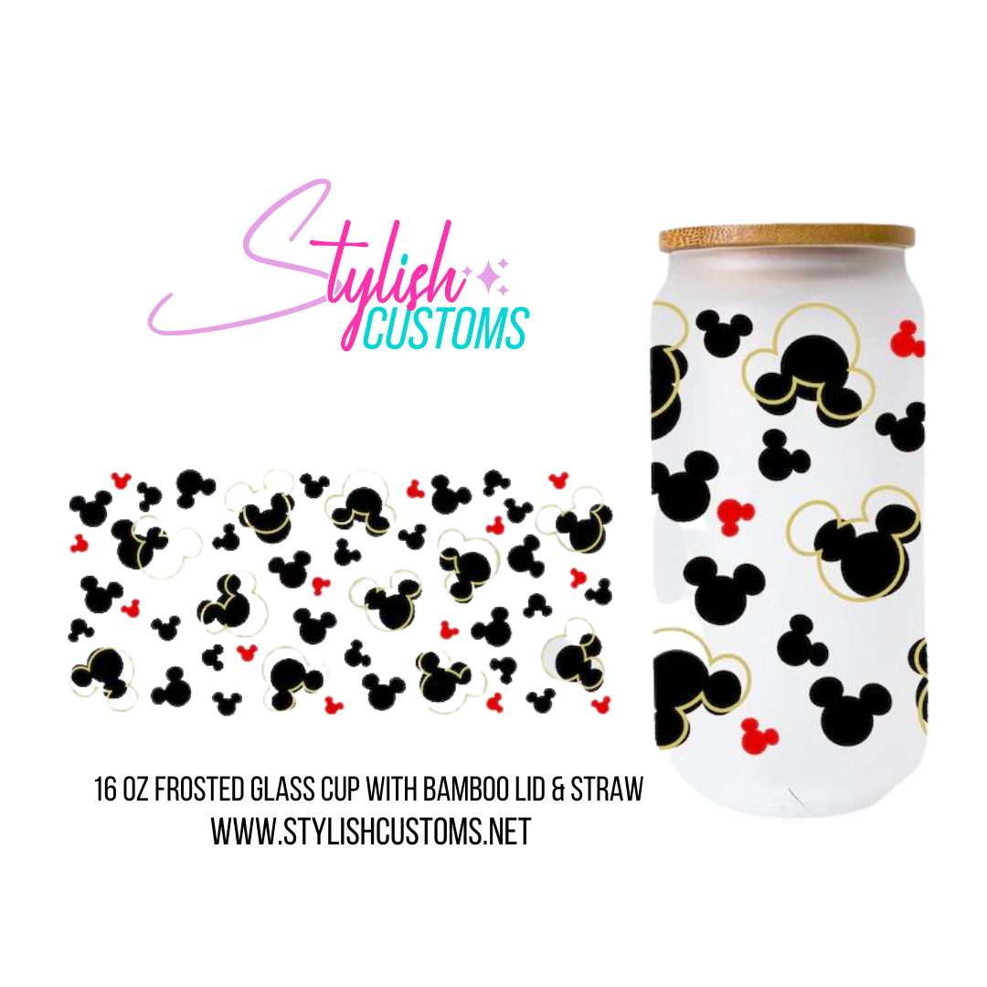 Corazones Mickey 16oz Glass Cup