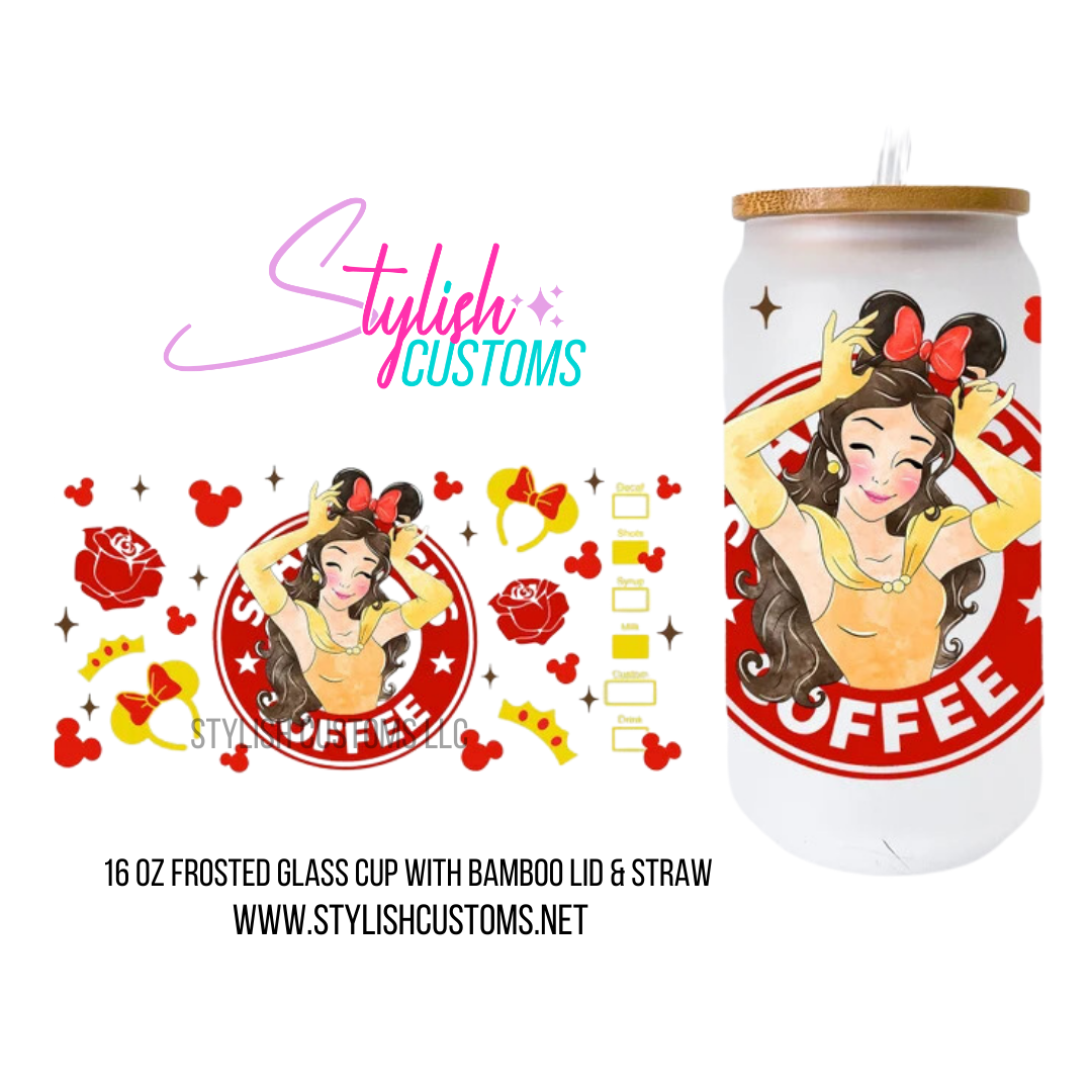 Red Princess Coffee 16oz glass cup