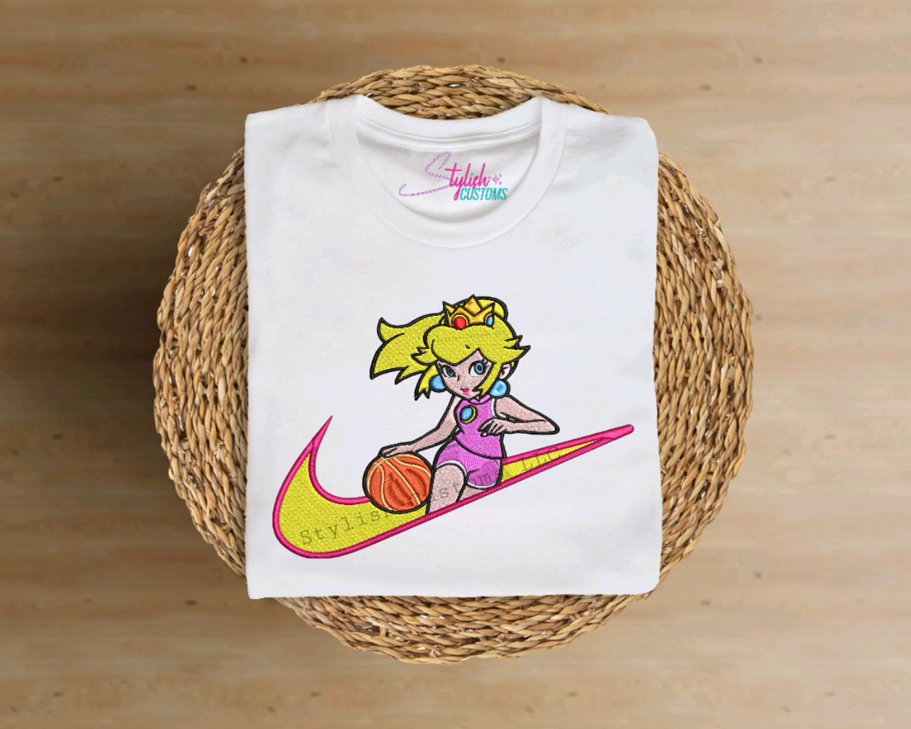 Embroidery Effect Peach UNISEX T-shirt