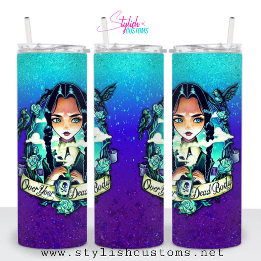 Merlina Addams blue 20oz skinny tumbler “insulado”