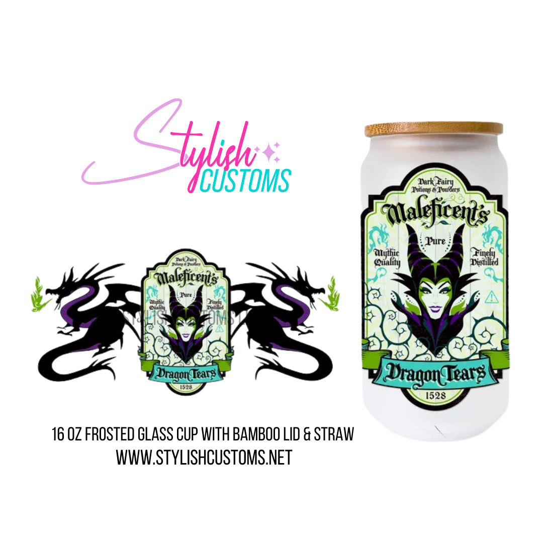 Villains Queen malefica 16oz Frosted Glass